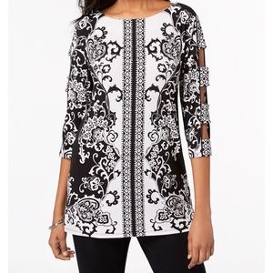 JM Collection Cutout Sleeve Tunic